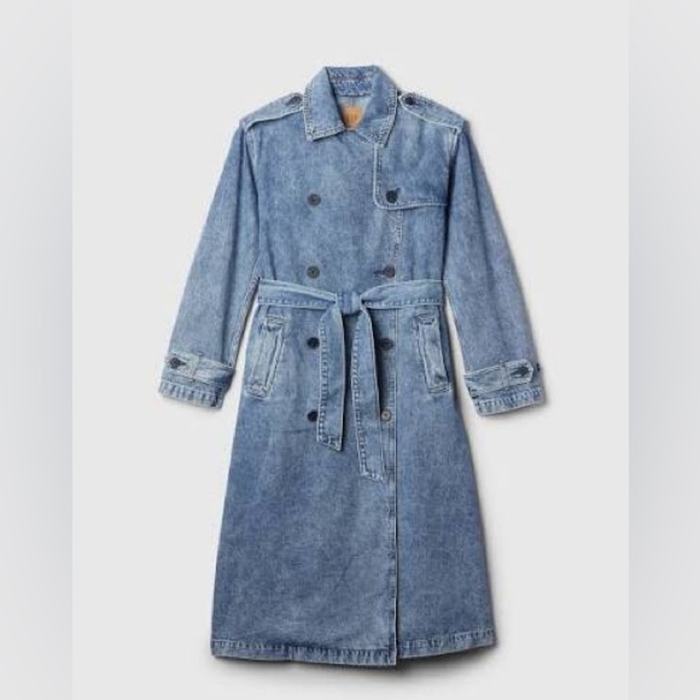 GAP - Longline Denim Trench Coat - XXL TALL, Light Blue